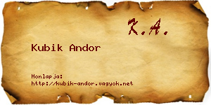 Kubik Andor névjegykártya